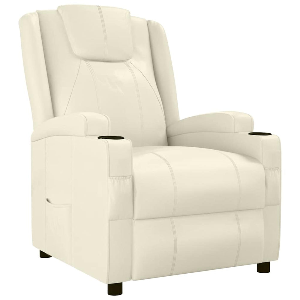 vidaXL Recliner Cream White Artificial Leather