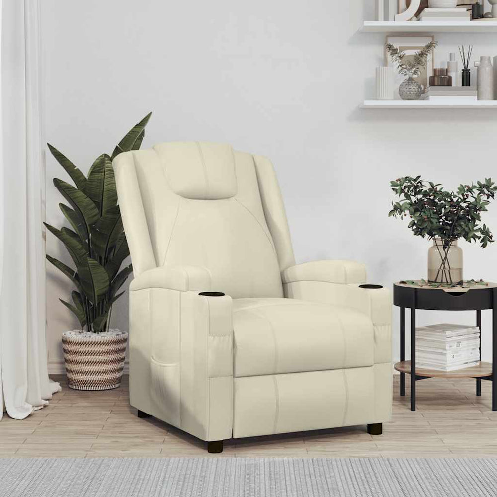 vidaXL Recliner Cream White Artificial Leather