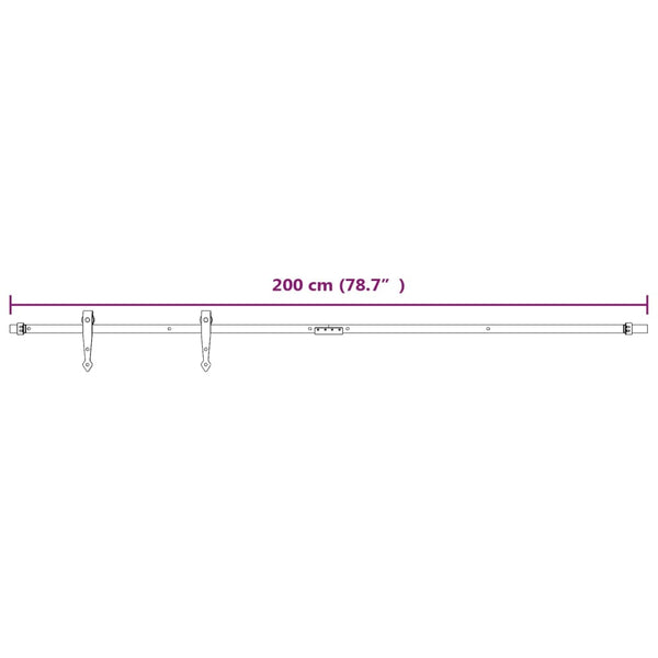 vidaXL Mini Sliding Door Hardware Kit for Cabinet Doors Carbon Steel 200 cm