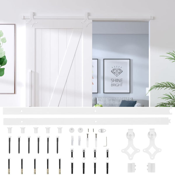 vidaXL Sliding Door Hardware 183 cm Steel White