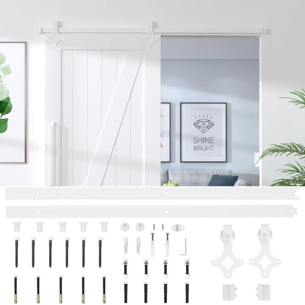 vidaXL Sliding Door Hardware 200 cm Steel White
