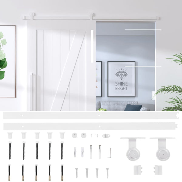 vidaXL Sliding Door Hardware 200 cm Steel White