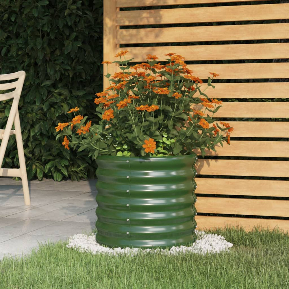 vidaXL Garden Planter Galvanized Steel 40x40x36 cm Green