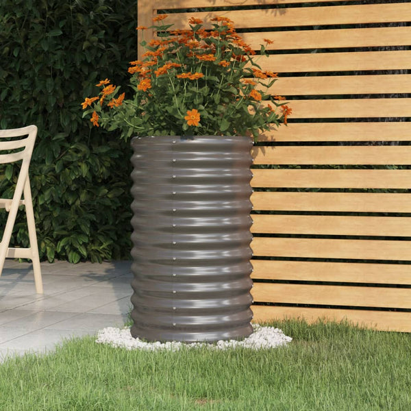 vidaXL Galvanized Steel Planter 40x40x68 cm Grey