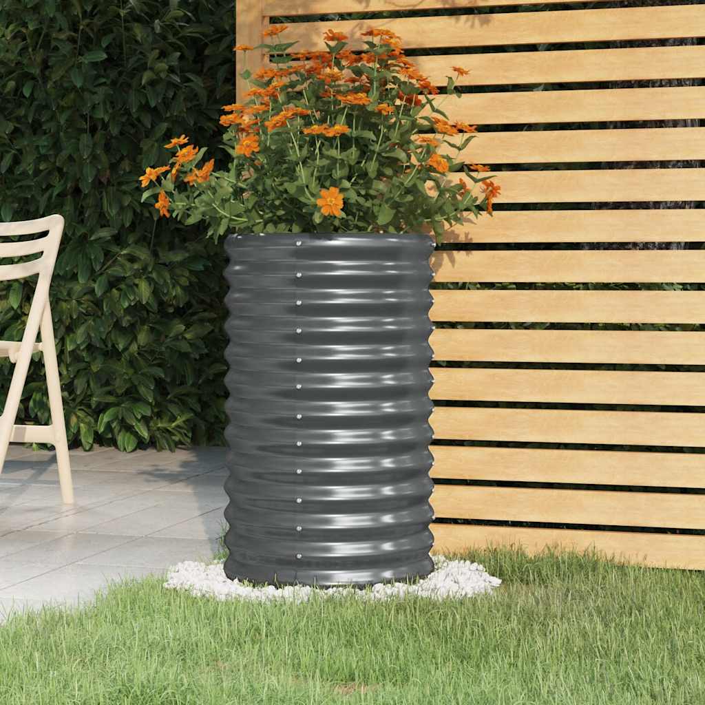 vidaXL Galvanized Steel Planter 40x40x68 cm Anthracite