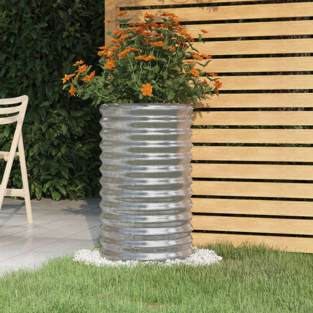 vidaXL Galvanized Steel Planter 40x40x68 cm Silver