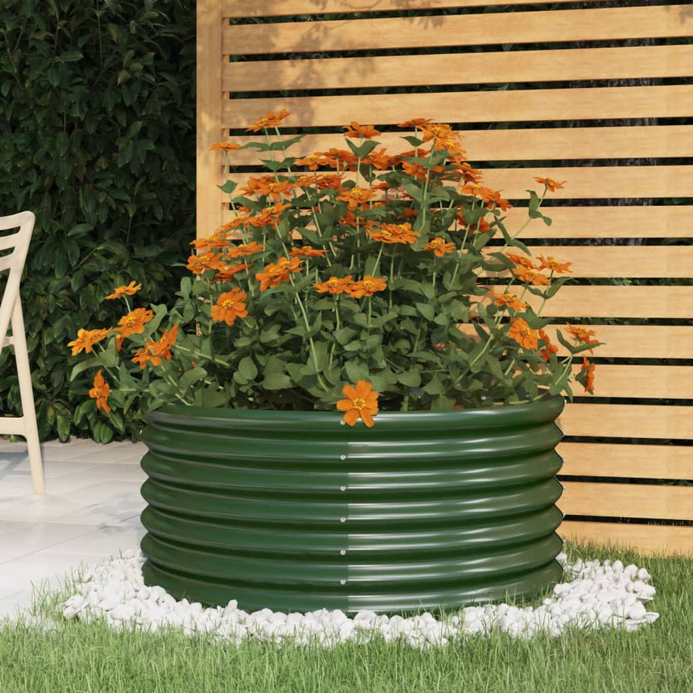 vidaXL Garden Raised Bed Galvanized Steel 80x80x36 cm Green