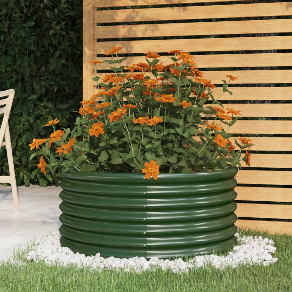 vidaXL Garden Raised Bed Galvanized Steel 80x80x36 cm Green