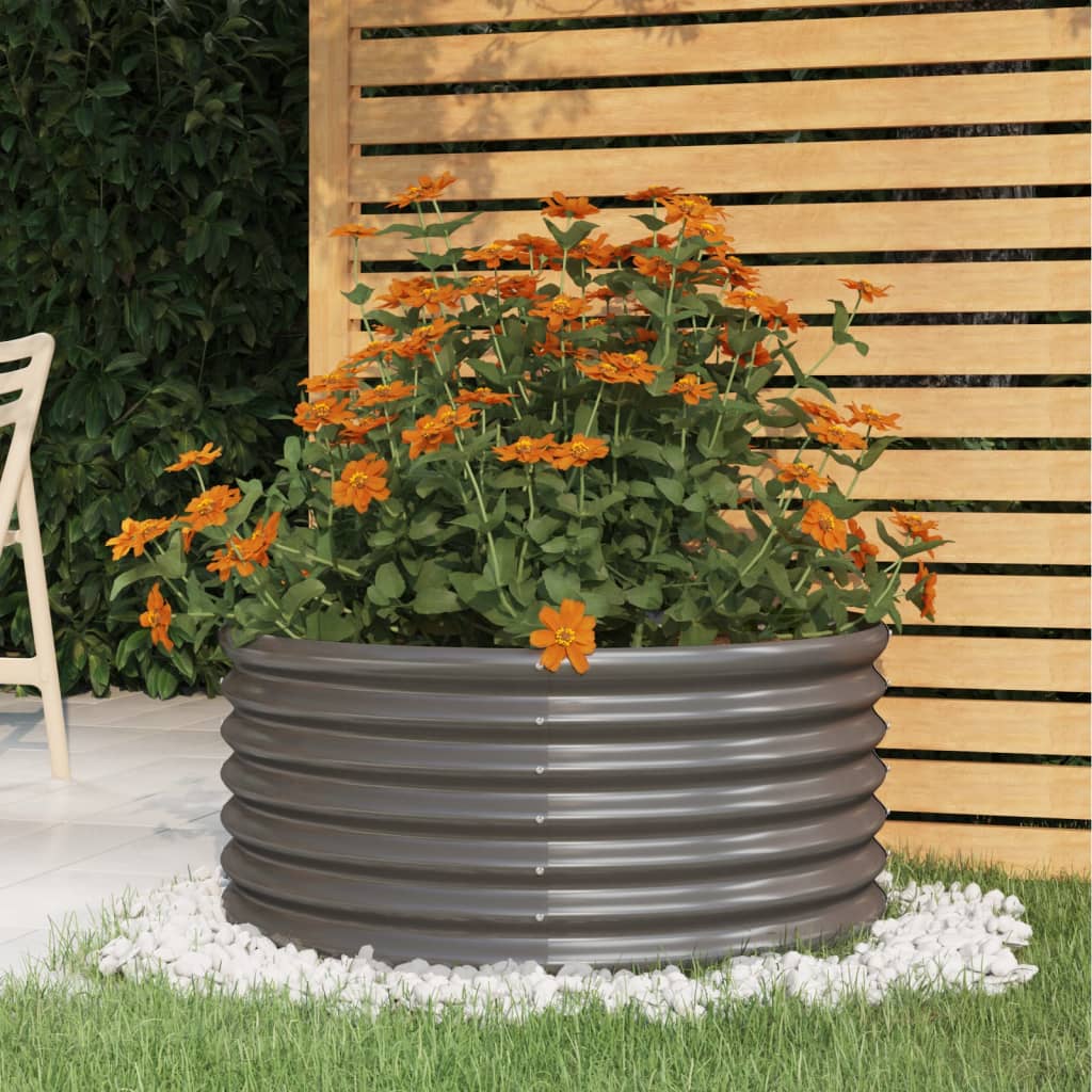 vidaXL Raised Garden Bed Galvanized Steel 80x80x36 cm Grey