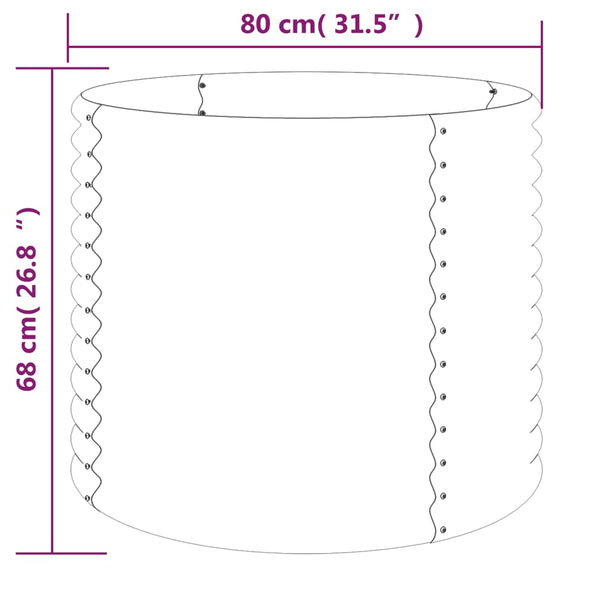 vidaXL Raised Garden Bed Galvanized Steel 80x80x68 cm Gray