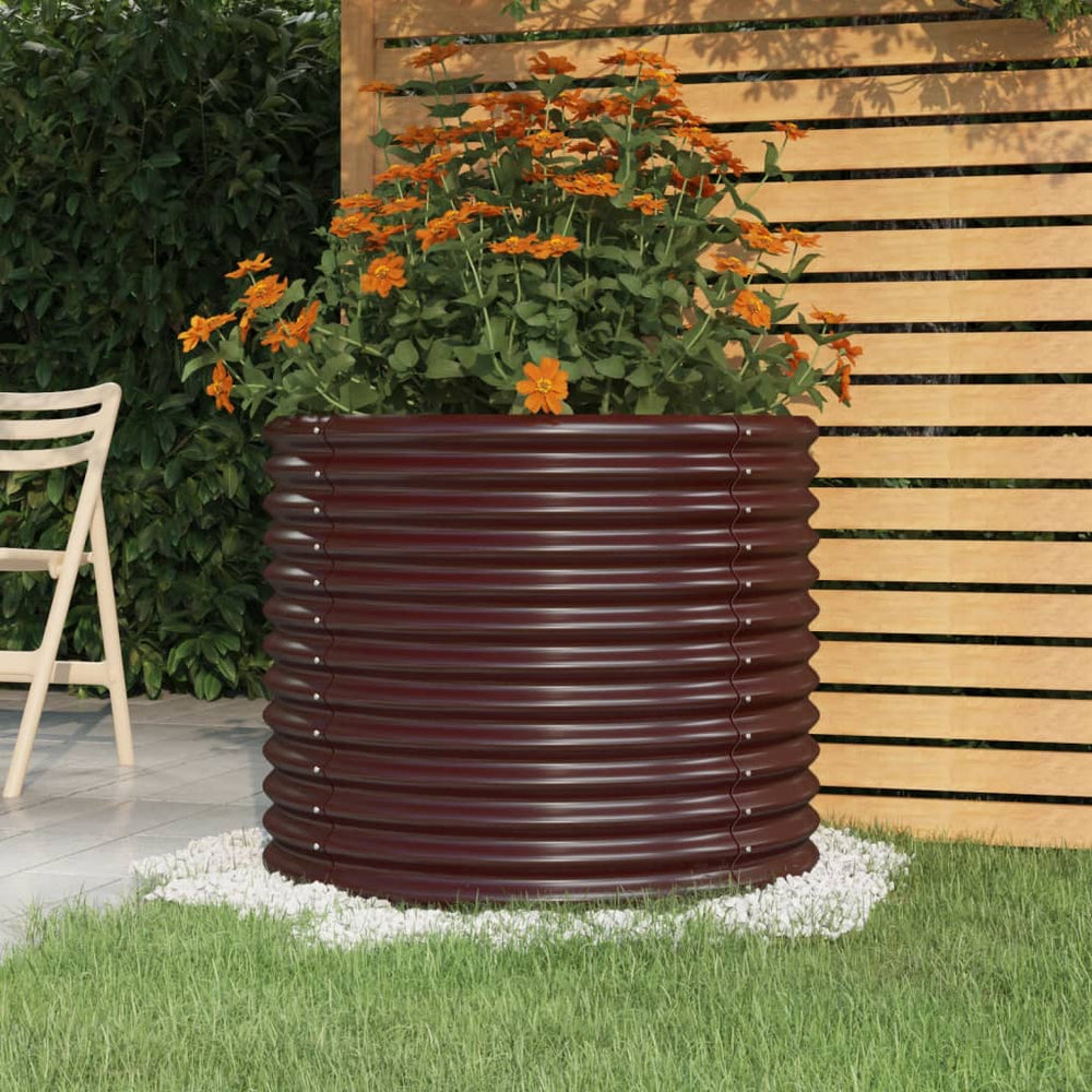 vidaXL Galvanized Steel Raised Garden Bed 80x80x68 cm Brown
