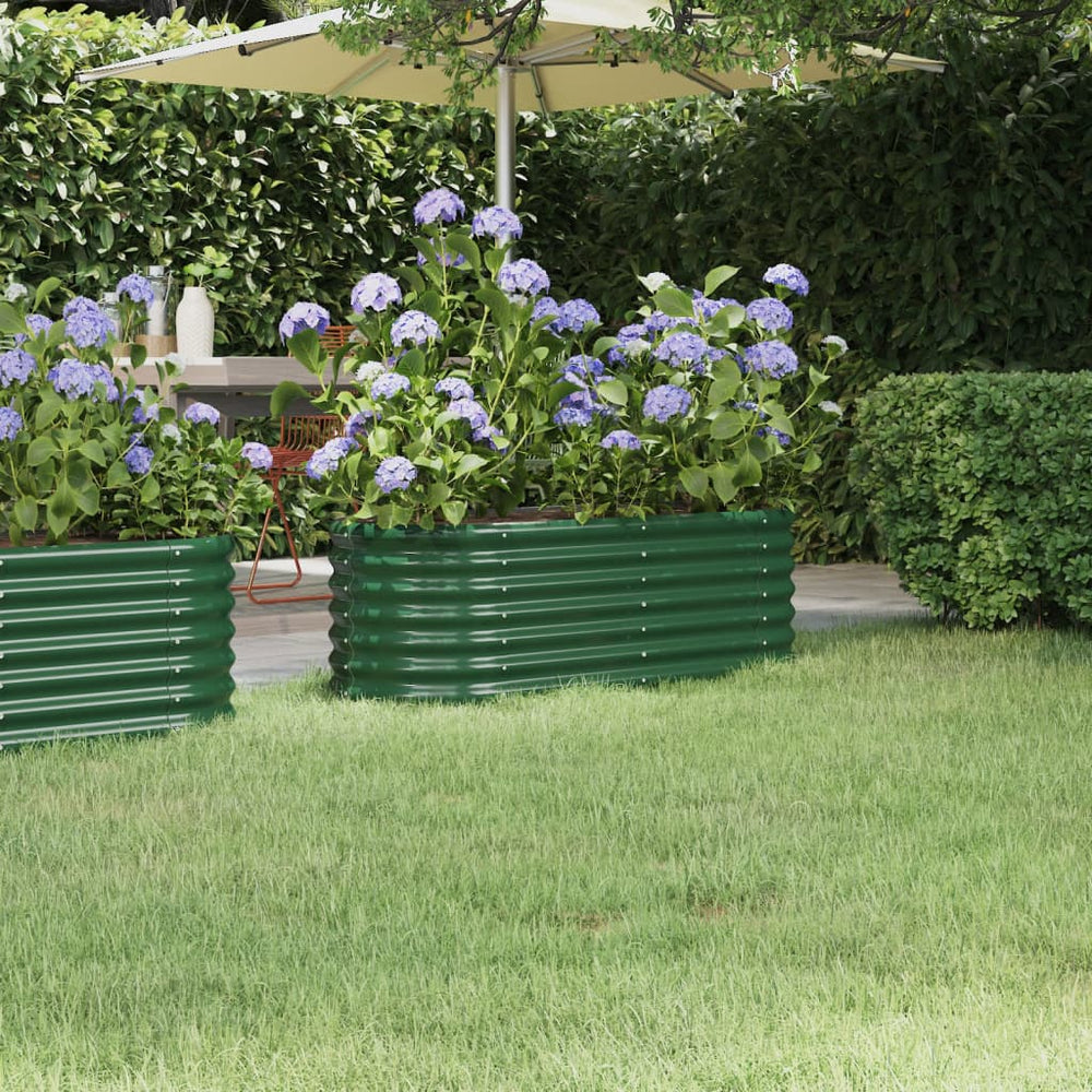 vidaXL Raised Garden Bed Galvanized Steel 114x40x36 cm Green