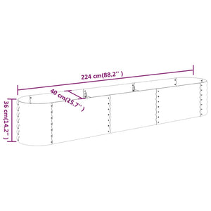 vidaXL Raised Garden Bed Galvanized Steel 224x40x36 cm Green