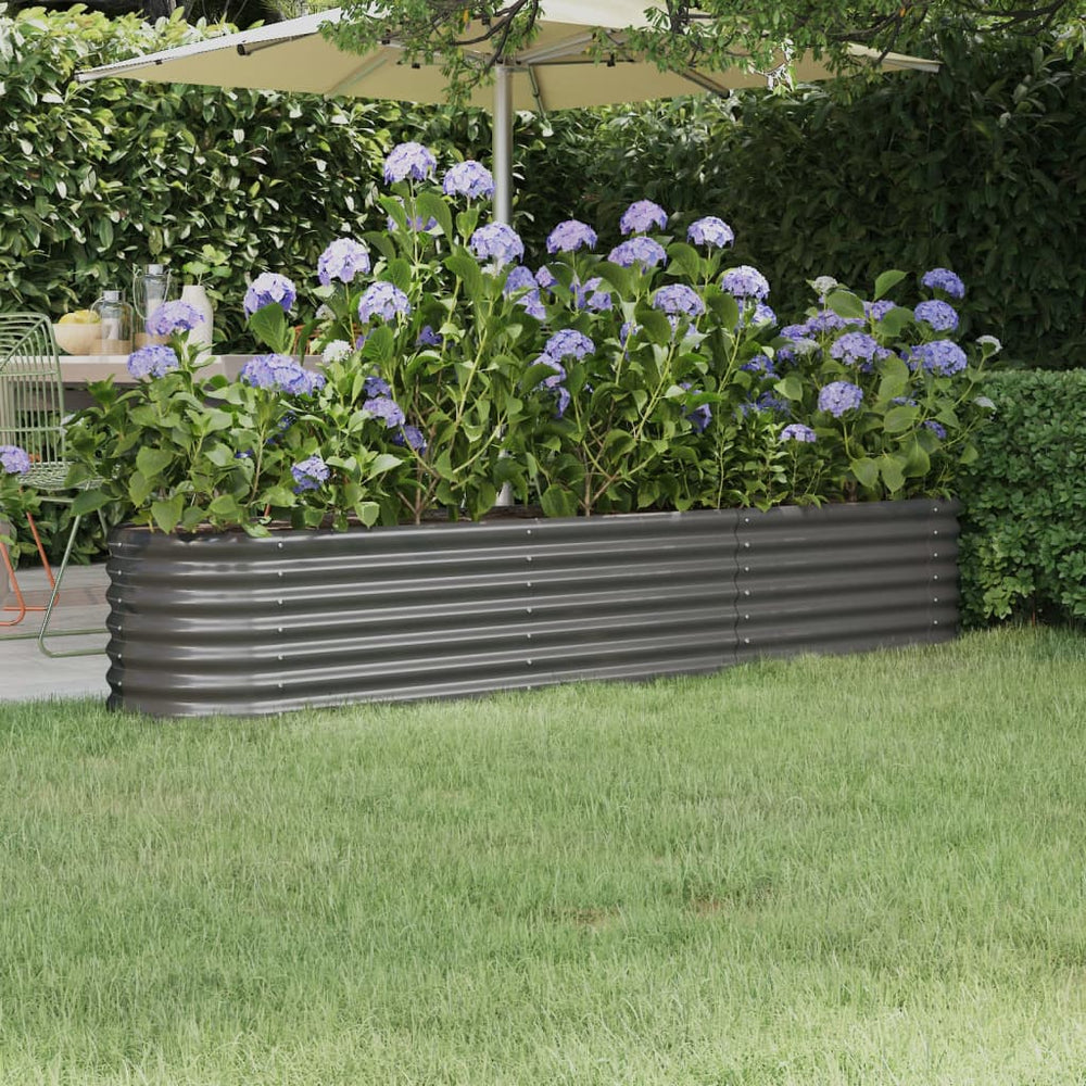 vidaXL Raised Garden Bed Galvanized Steel 224x40x36 cm Grey