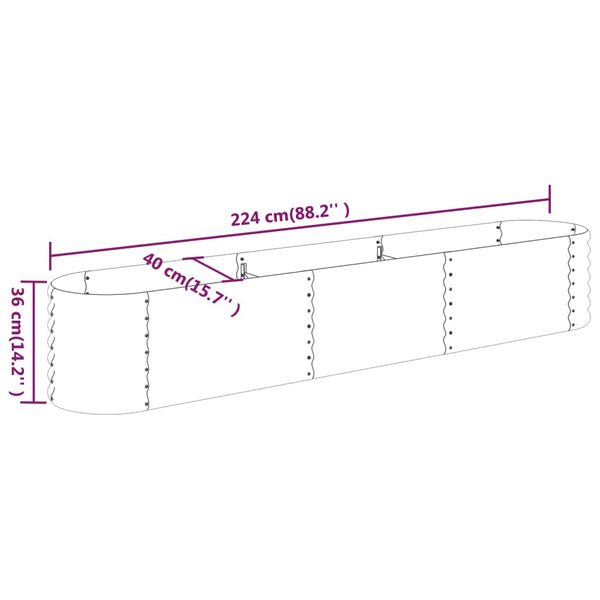 vidaXL Raised Garden Bed Galvanized Steel 224x40x36 cm Silver