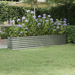 vidaXL Raised Garden Bed Galvanized Steel 224x40x36 cm Silver