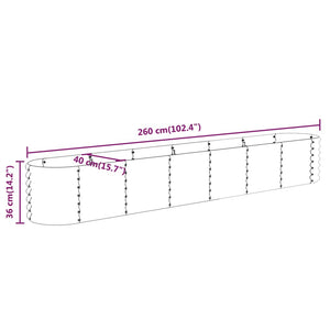 vidaXL Raised Garden Bed Galvanized Steel 260x40x36 cm Green