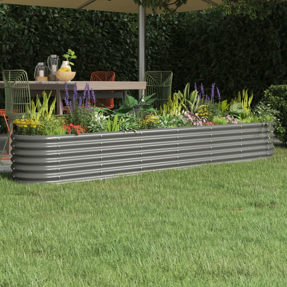 vidaXL Raised Garden Bed Galvanized Steel 260x40x36 cm Grey