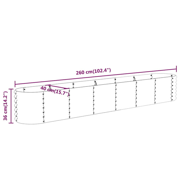 vidaXL Raised Garden Bed Galvanized Steel 260x40x36 cm Anthracite