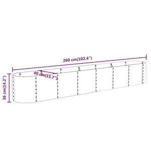 vidaXL Raised Garden Bed Galvanized Steel 260x40x36 cm Silver