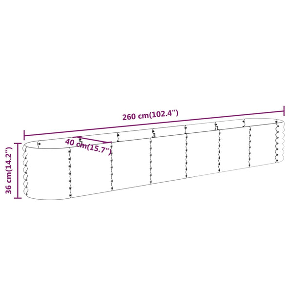 vidaXL Raised Garden Bed Galvanized Steel 260x40x36 cm Silver