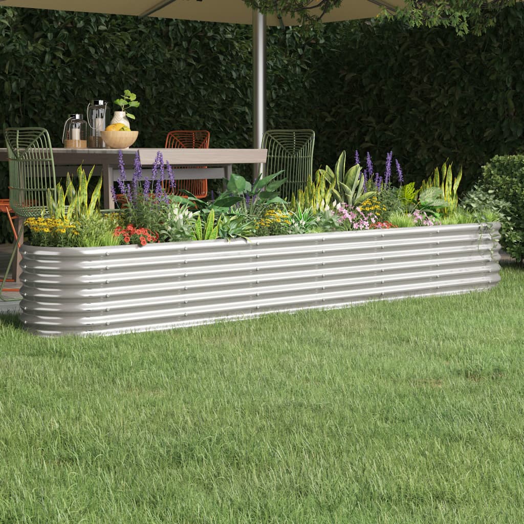 vidaXL Raised Garden Bed Galvanized Steel 260x40x36 cm Silver