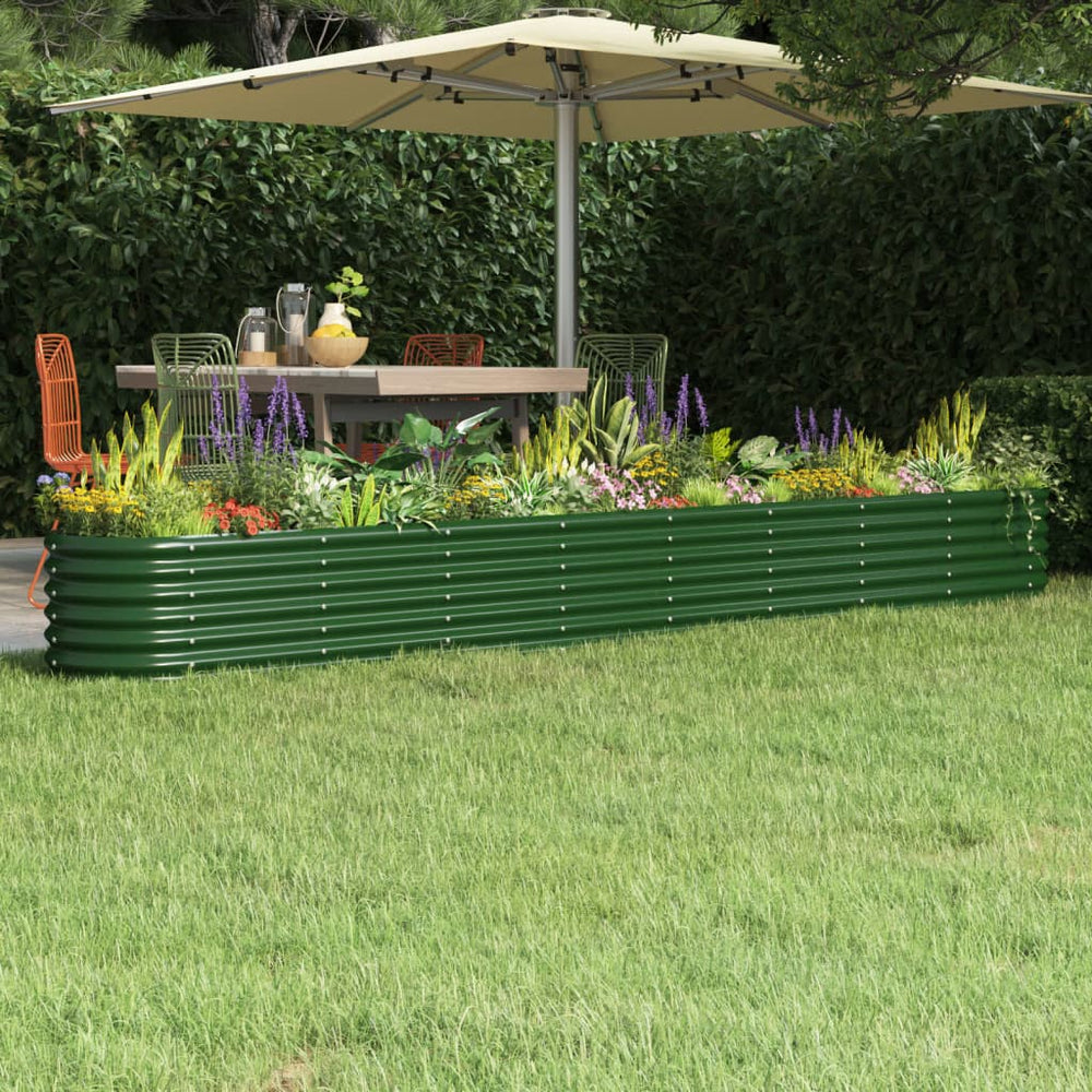 vidaXL Raised Garden Bed Galvanized Steel 332x40x36 cm Green