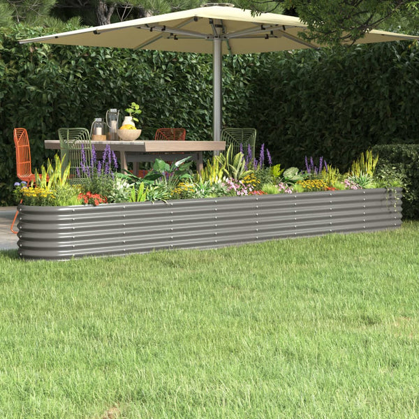 vidaXL Raised Garden Bed Galvanized Steel 332x40x36 cm Grey