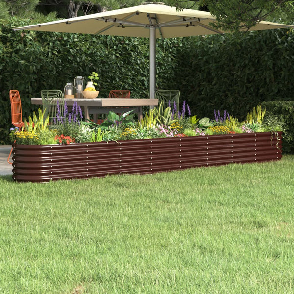 vidaXL Raised Garden Bed Galvanized Steel 332x40x36 cm Brown