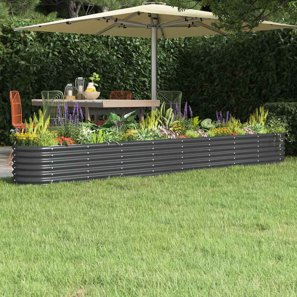 vidaXL Raised Garden Bed Galvanized Steel 332x40x36 cm Anthracite