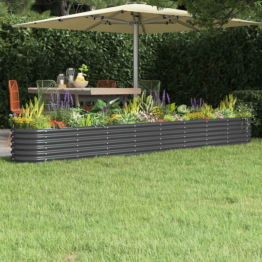 vidaXL Raised Garden Bed Galvanized Steel 332x40x36 cm Anthracite