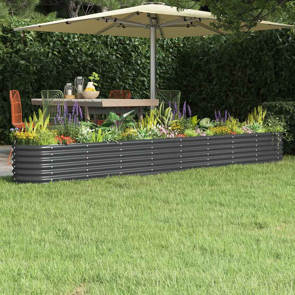 vidaXL Raised Garden Bed Galvanized Steel 332x40x36 cm Anthracite