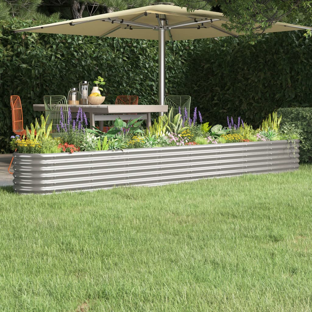 vidaXL Raised Garden Bed Galvanized Steel 332x40x36 cm Silver