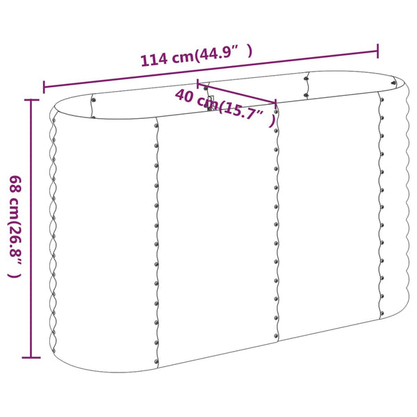 vidaXL Raised Garden Bed Galvanized Steel 114x40x68 cm Green