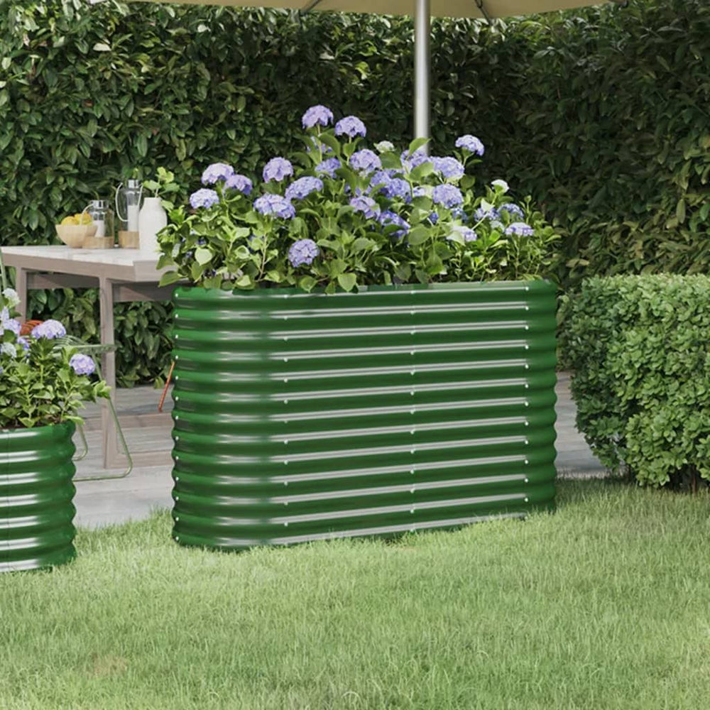 vidaXL Raised Garden Bed Galvanized Steel 114x40x68 cm Green