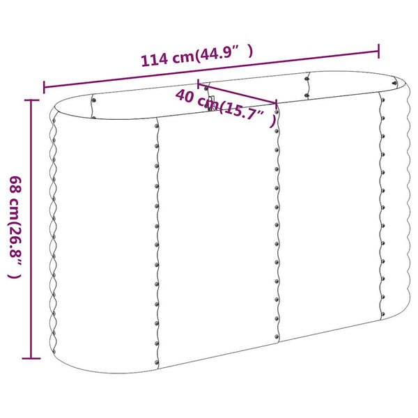 vidaXL Raised Garden Bed Galvanized Steel 114x40x68 cm Gray
