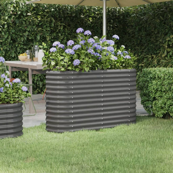 vidaXL Raised Garden Bed Galvanized Steel 114x40x68 cm Gray