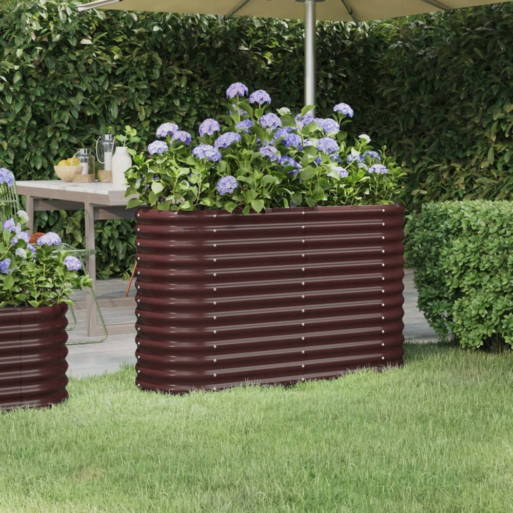 vidaXL Raised Garden Bed Galvanized Steel 114x40x68 cm Brown
