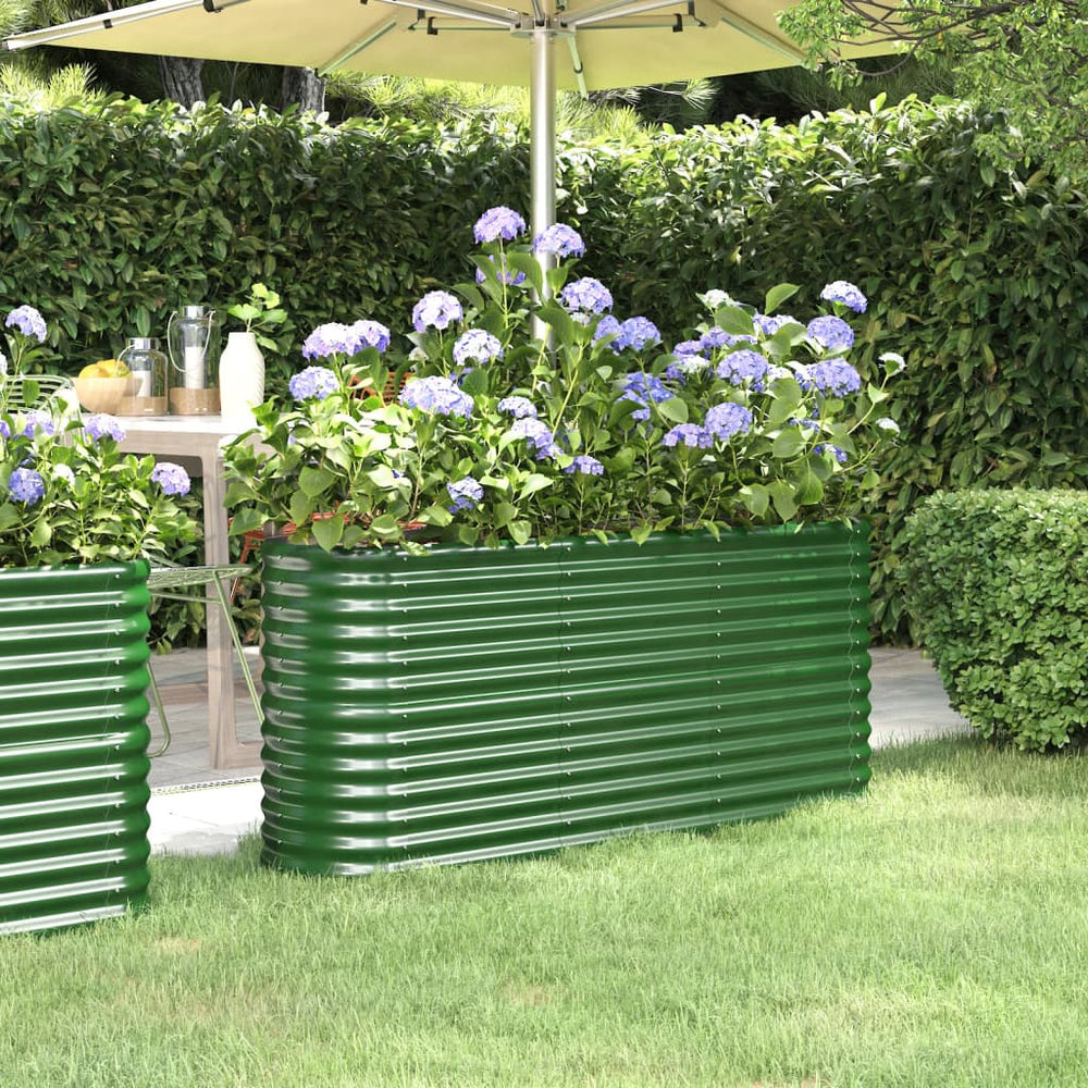vidaXL Raised Garden Bed Galvanized Steel 152x40x68 cm Green
