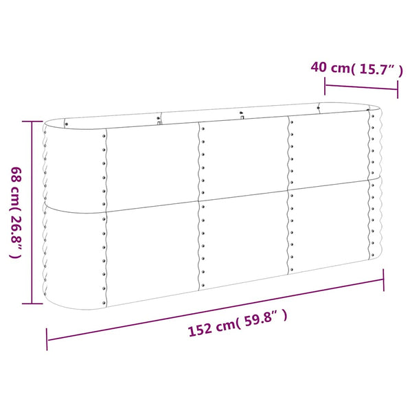 vidaXL Raised Garden Bed Galvanized Steel 152x40x68 cm Anthracite
