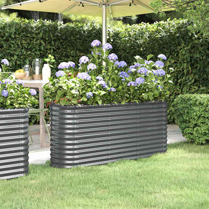 vidaXL Raised Garden Bed Galvanized Steel 152x40x68 cm Anthracite