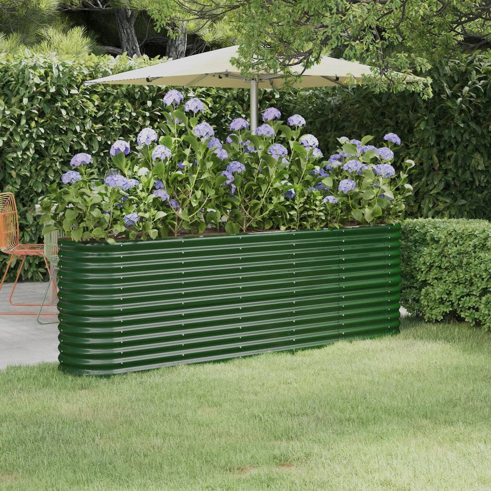vidaXL Raised Garden Bed Galvanized Steel 224x40x68 cm Green