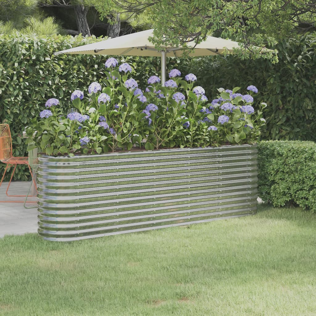 vidaXL Raised Garden Bed Galvanized Steel 224x40x68 cm Silver