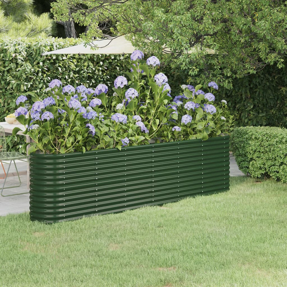 vidaXL Raised Garden Bed Galvanized Steel 260x40x68 cm Green