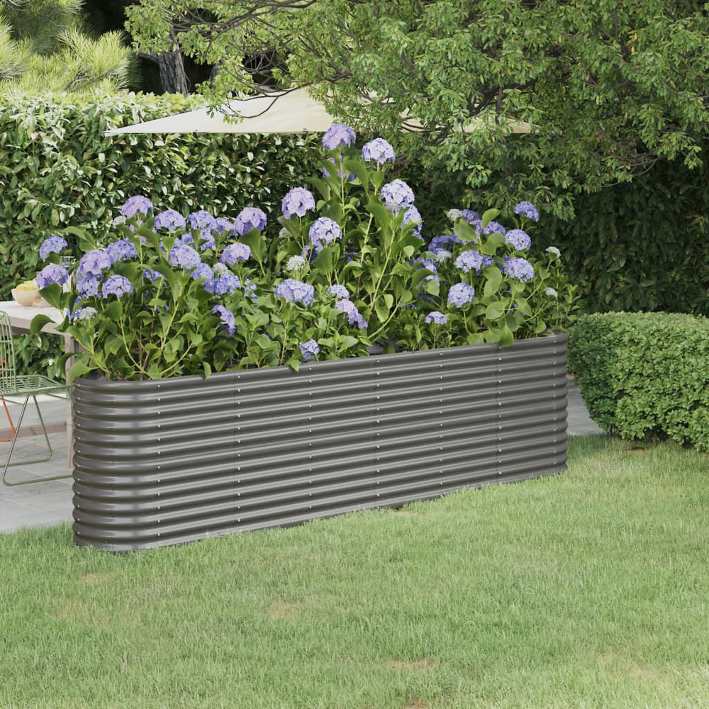 vidaXL Raised Garden Bed Galvanized Steel 260x40x68 cm Grey