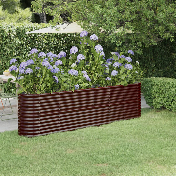 vidaXL Raised Garden Bed Galvanized Steel 260x40x68 cm Brown