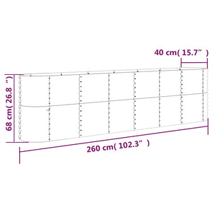 vidaXL Raised Garden Bed Galvanized Steel 260x40x68 cm Anthracite
