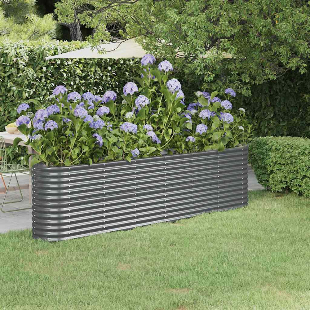 vidaXL Raised Garden Bed Galvanized Steel 260x40x68 cm Anthracite