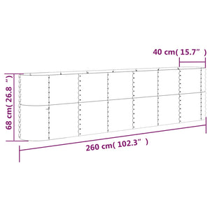 vidaXL Raised Garden Bed Galvanized Steel 260x40x68 cm Silver