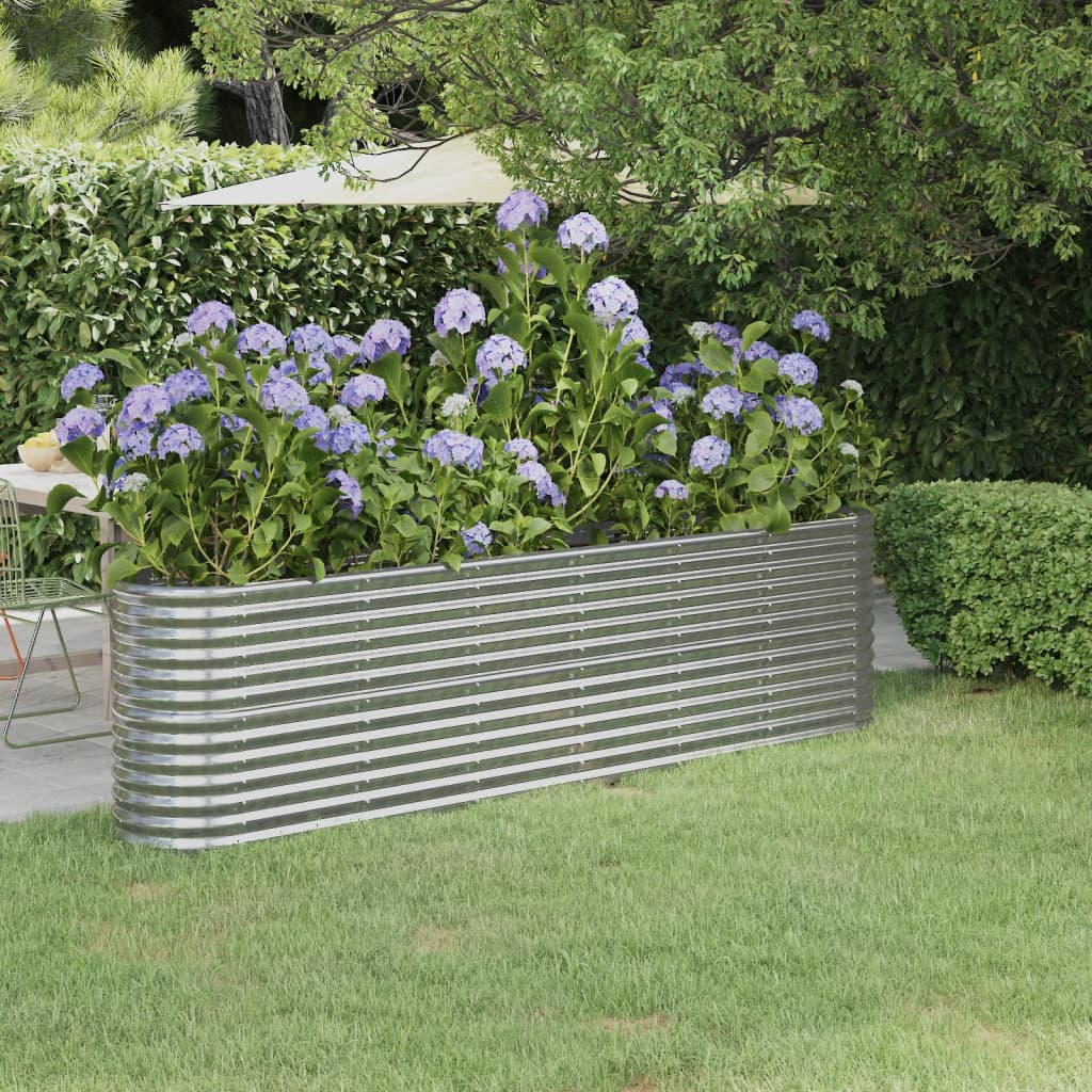 vidaXL Raised Garden Bed Galvanized Steel 260x40x68 cm Silver